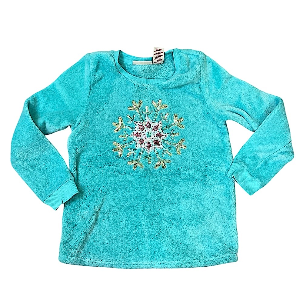 Girls Sequin Snowflake Fleece Blue Size L (10/12)